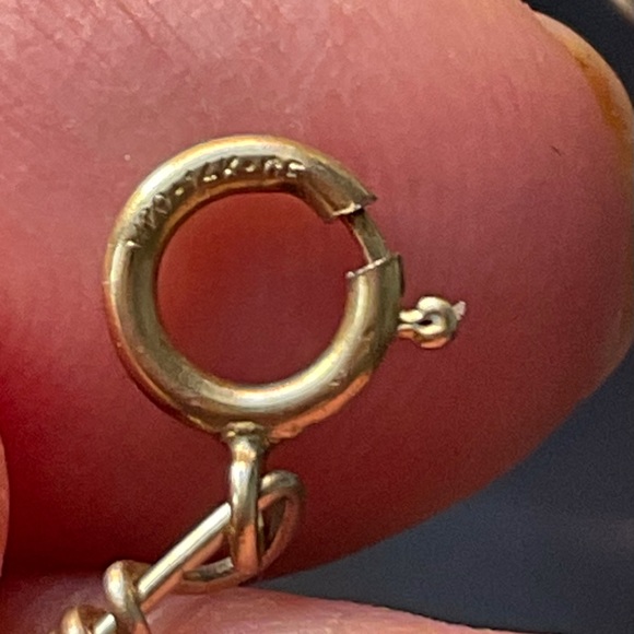 Vintage Gold star bracelet red white blue bead 14k gold fill chain 4th of July - Picture 4 of 7